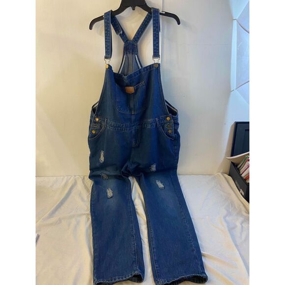 2xl xxl Denim Jean Overalls Distressed - Picture 1 of 9
